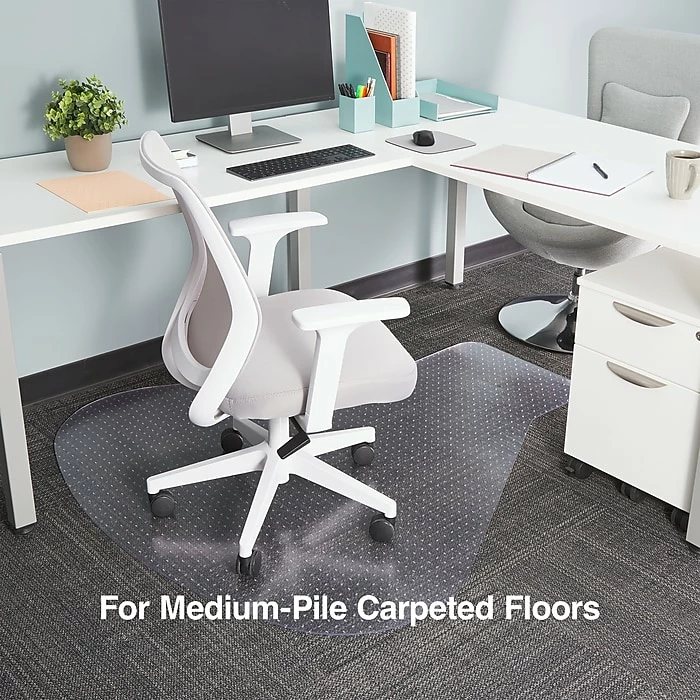 Staples 54" X 60" Carpet Chair Mat, Workstation, Vinyl (28594) 2 Staples 54" X 60" Carpet Chair Mat, Workstation, Vinyl (28594) - Image 2
