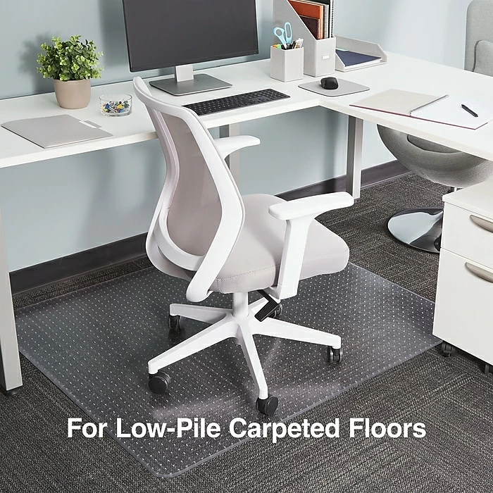 Staples 45" X 53''Low Pile Carpet Chair Mat, Rectangular, Crystal Clear Vinyl (27014-US/CC) 2 Staples 45" X 53''Low Pile Carpet Chair Mat, Rectangular, Crystal Clear Vinyl (27014-US/CC) - Image 2