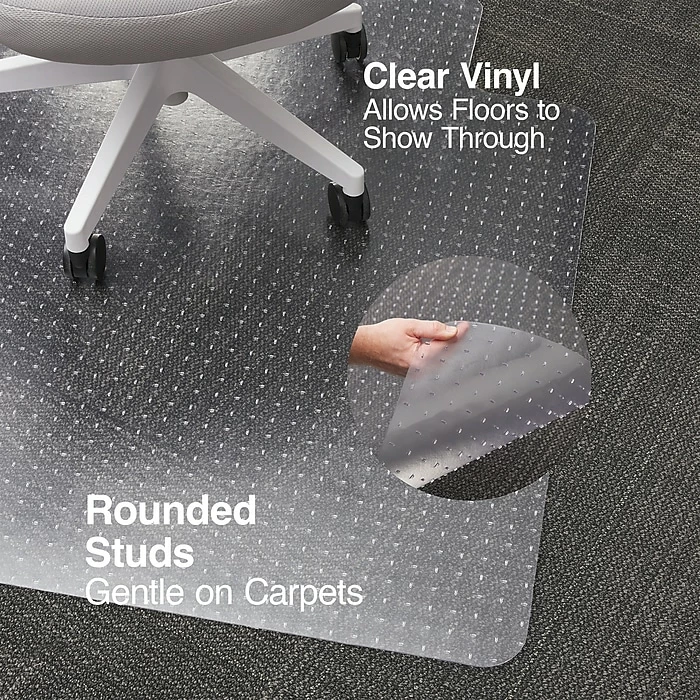 Staples 36" X 48'' Rectangular Chair Mat W/Lip For Carpet, Crystal Clear Vinyl (STP-17436) 3 Staples 36" X 48'' Rectangular Chair Mat W/Lip For Carpet, Crystal Clear Vinyl (STP-17436) - Image 3