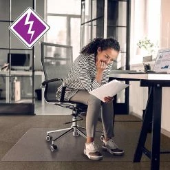 Floortex® Computex® Anti-Static 48" X 60" Rectangular Chair Mat For Carpets Up To 3/8", Vinyl (3115226EV)