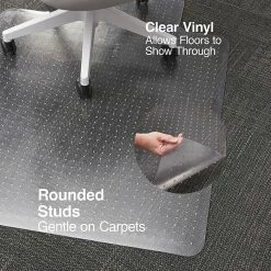 Staples 36" X 48'' PlushMat Medium Pile Rectangular Carpet Chair Mat W/Lip, Crystal Clear Vinyl (20238-CC) -Office Chair Mats Sales Store unnamed file 50