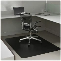 Deflect-O EconoMat 46" X 60" Occasional Use Chair Mat For Commercial Low Pile Carpeting, Black (CM11442FBLK)