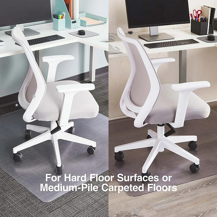 Staples 46" X 48'' Rectangular Medium Pile Carpet Or Hard Floor Chair Mat, Vinyl (28816) 2 Staples 46" X 48'' Rectangular Medium Pile Carpet Or Hard Floor Chair Mat, Vinyl (28816) - Image 2