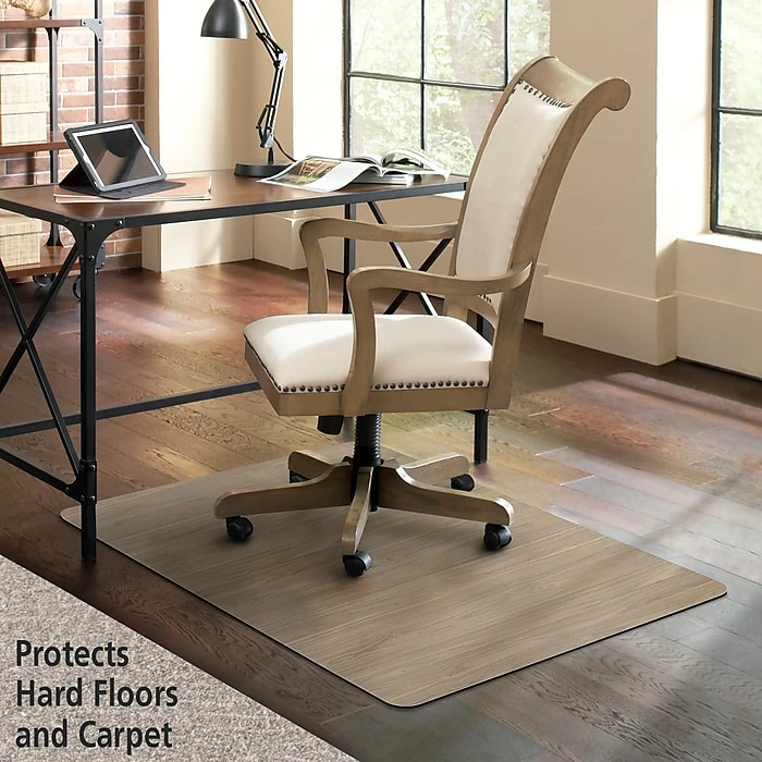 Staples 35.5" X 47.5" Laminated Chairmat, Medium Pile Carpet Or Hard Floors, Driftwood (54783) 2 Staples 35.5" X 47.5" Laminated Chairmat, Medium Pile Carpet Or Hard Floors, Driftwood (54783) - Image 2