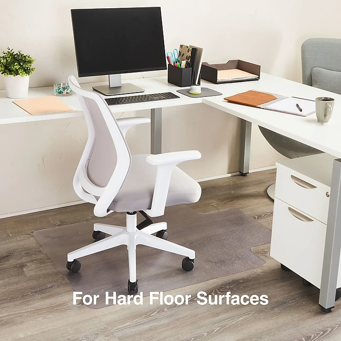 Staples 36" X 48'' Hard Floor Chair Mat, Rectangular W/ Lip, Clear Vinyl (STP-15987) 2 Staples 36" X 48'' Hard Floor Chair Mat, Rectangular W/ Lip, Clear Vinyl (STP-15987) - Image 2