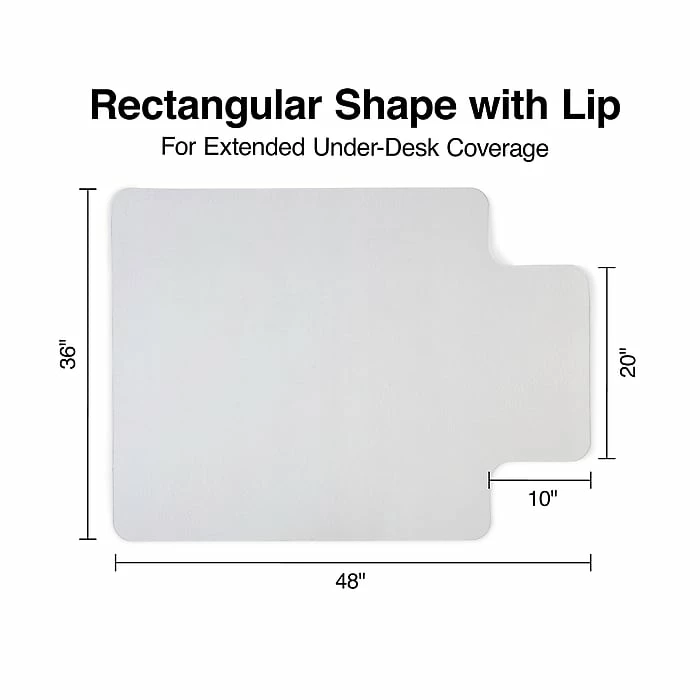 Staples 36" X 48'' Hard Floor Chair Mat, Rectangular W/ Lip, Clear Vinyl (STP-15987) 5 Staples 36" X 48'' Hard Floor Chair Mat, Rectangular W/ Lip, Clear Vinyl (STP-15987) - Image 5