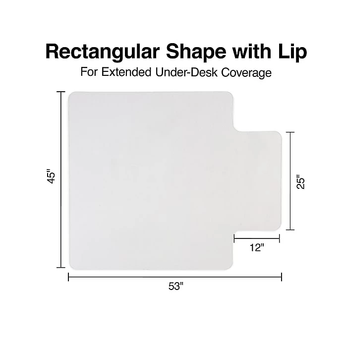 Staples 45" X 53'' Rectangular Hard Floor Chair Mat W/Lip, Clear (20231-CC) 5 Staples 45" X 53'' Rectangular Hard Floor Chair Mat W/Lip, Clear (20231-CC) - Image 5